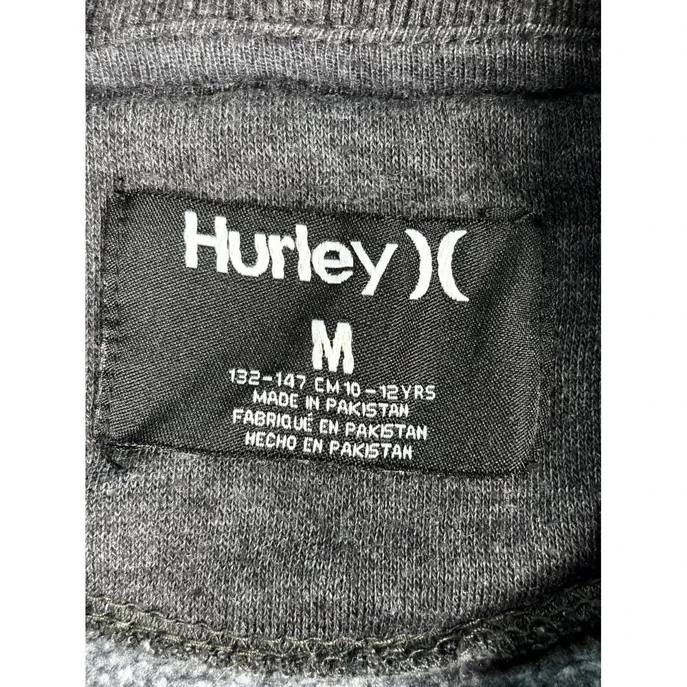 Hurley Sweatshirt Boys Large Charcoal Gray Sunset Graphic Crew Neck Fleece Lined